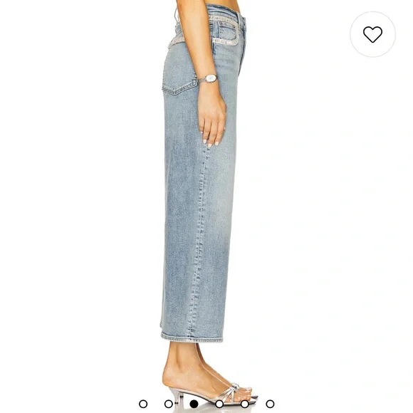 Rag & Bone Andi Embellished Ankle-Length Wide-Leg Jeans in Pacific With Jewel - Picture 4 of 16